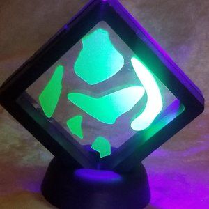 Uranium Glass in Floating Frame ~ Glows under UV Light/UV Reactive!